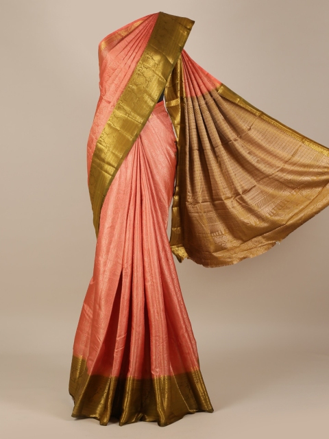 

Pothys Peach-Coloured Woven Design Jute Silk Saree