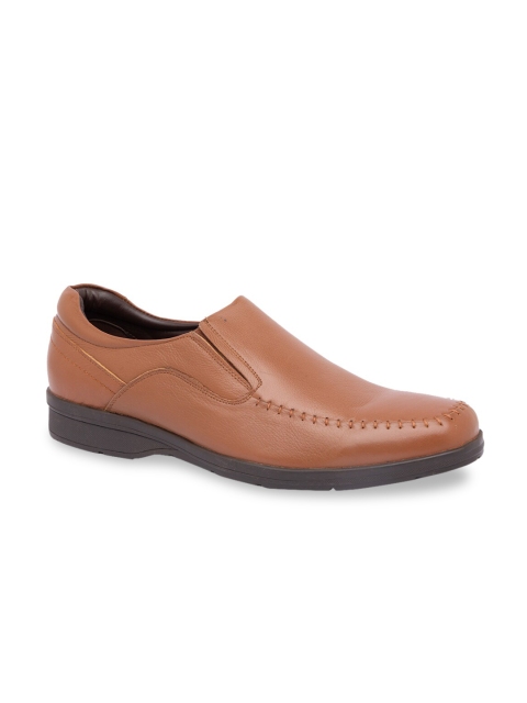 

Regal Men Tan Brown Solid Leather Formal Slip-Ons