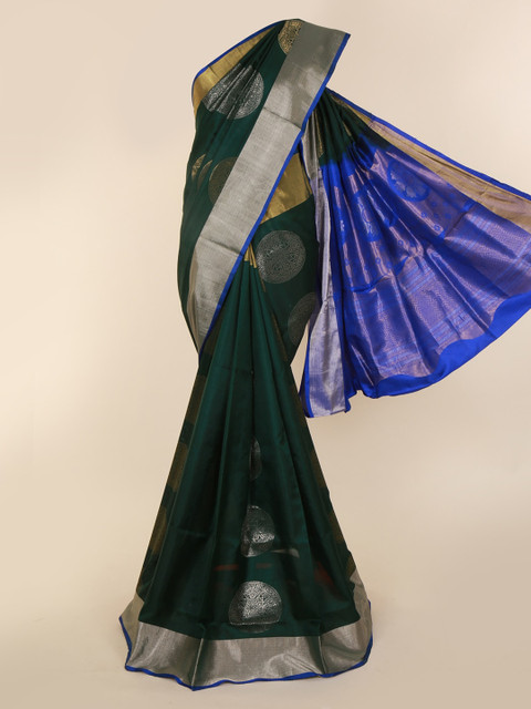 

Pothys Green Pure Silk Woven Design Kanjeevaram Saree