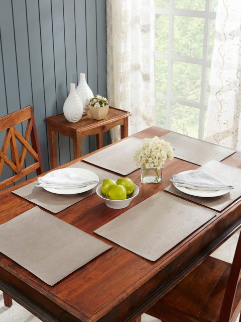 

OBSESSIONS Set of 6 Grey Textured Idyll Embossed Table Mats