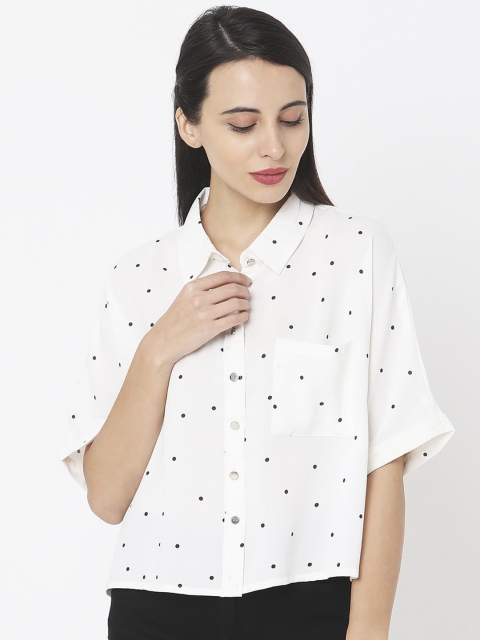 Deal Jeans Women White Regular Fit Printed Casual Shirt