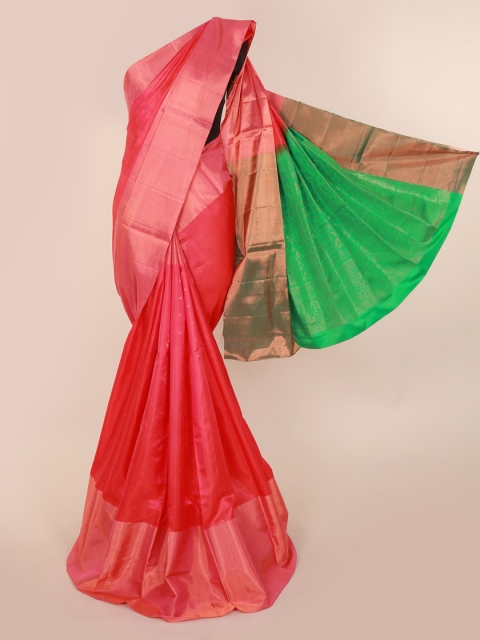 

Pothys Pink Pure Silk Solid Kanjeevaram Saree