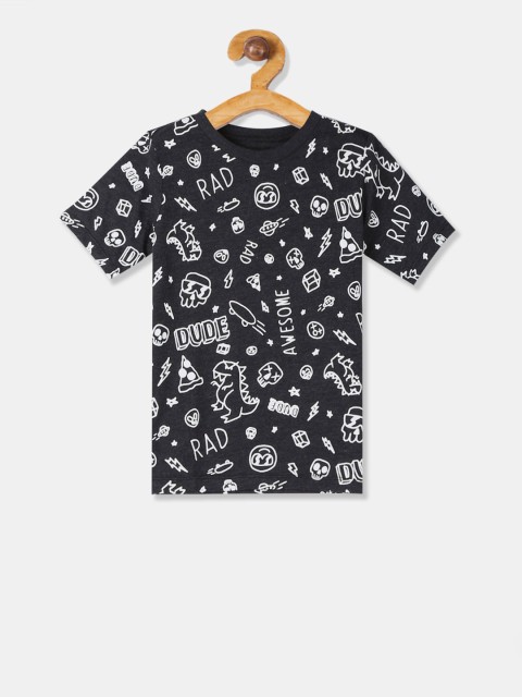 

The Childrens Place Boys Black Printed Round Neck T-shirt