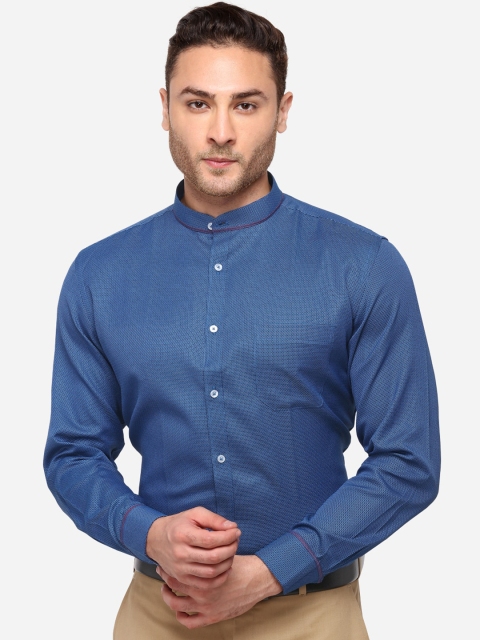 

Greenfibre Men Blue Slim Fit Self Design Formal Shirt