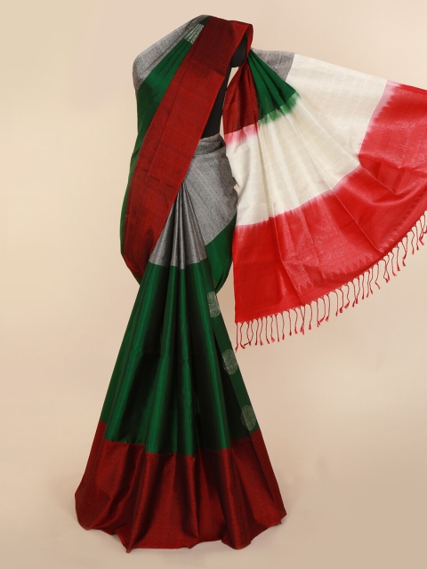 

Pothys Green & Red Pure Silk Woven Design Kanjeevaram Saree