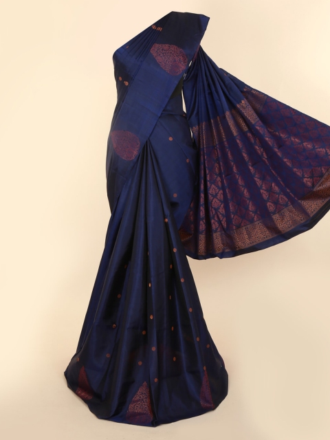 

Pothys Navy Blue Pure Silk Embroidered Kanjeevaram Saree