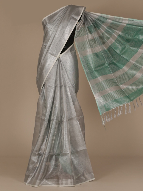 

Pothys Silver-Toned Solid Pure Linen Saree