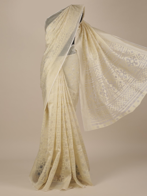 

Pothys Cream-Coloured Woven Design Jute Silk Saree