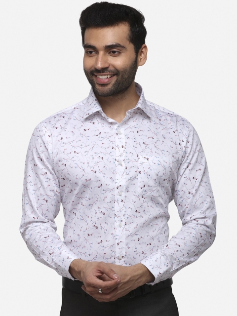 

Greenfibre Men White & Brown Slim Fit Printed Formal Shirt
