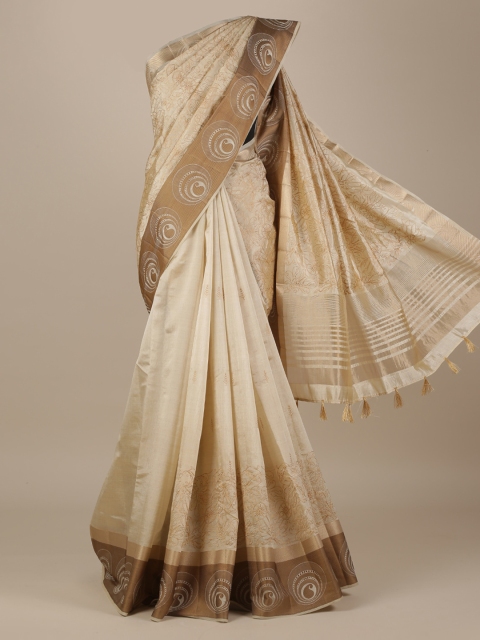 

Pothys Cream-Coloured Woven Design Jute Silk Saree