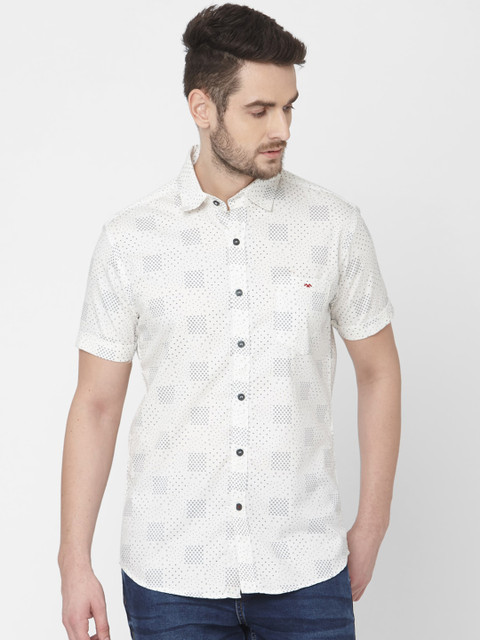 

Mufti Men White Printed Casual Shirt
