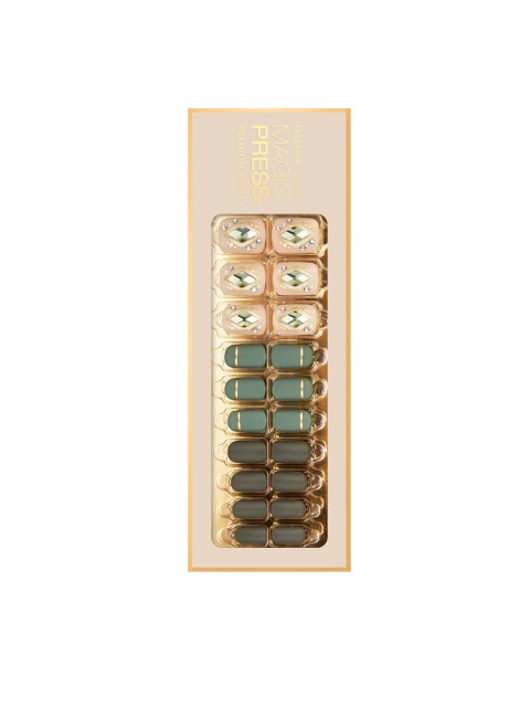 

Dashing Diva Olive Green & Nude MAGICPRESS PURE PERIDOT Artificial Nails