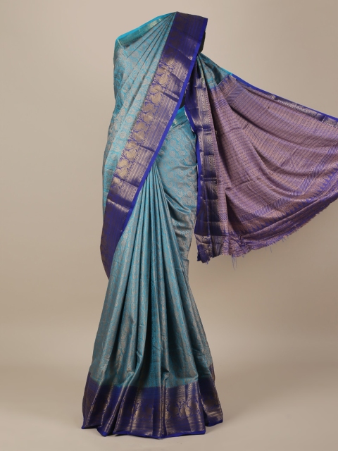 

Pothys Blue Printed Jute Silk Saree