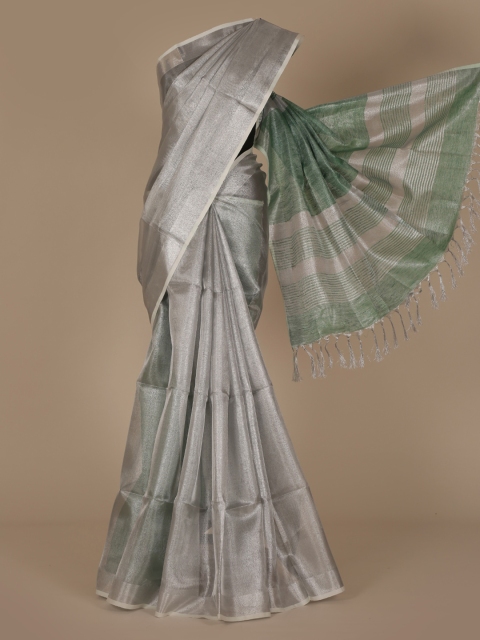 

Pothys Silver-Toned Solid Pure Linen Saree