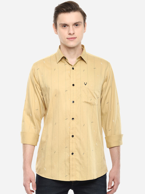 

Allen Solly Men Yellow Slim Fit Striped Casual Shirt