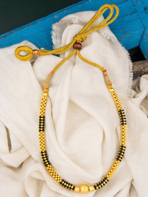 Alankruthi Black & Gold-Toned Beaded Multi-Layer Necklace