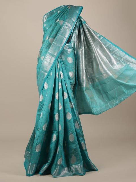 

Pothys Blue Printed Jute Silk Saree