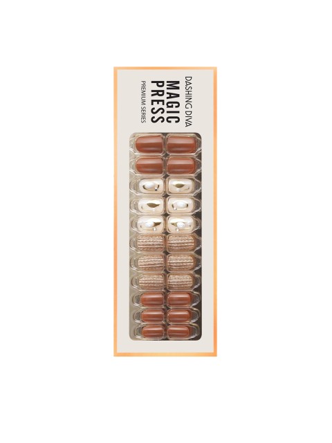 

Dashing Diva Beige & White MAGICPRESS VINCENT KNIT Artificial Nails