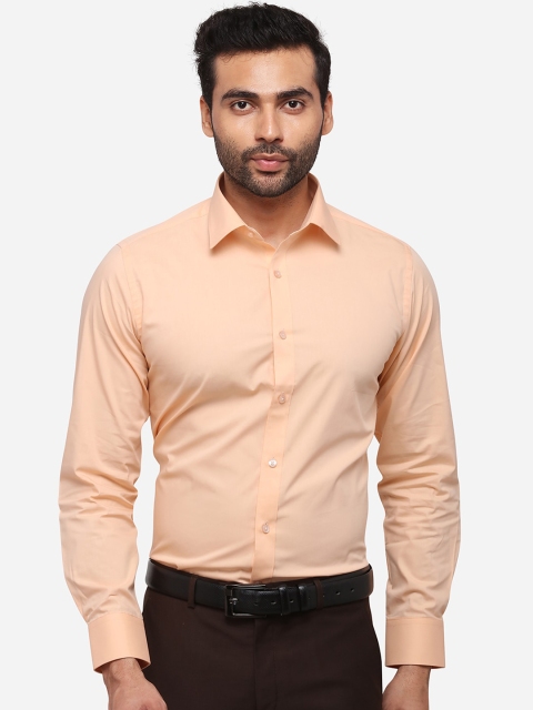 

Greenfibre Men Peach-Coloured Slim Fit Solid Formal Shirt