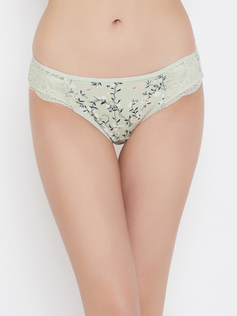 

Clovia Women Green & White Printed Low-Rise Bikini Briefs PN3298I11