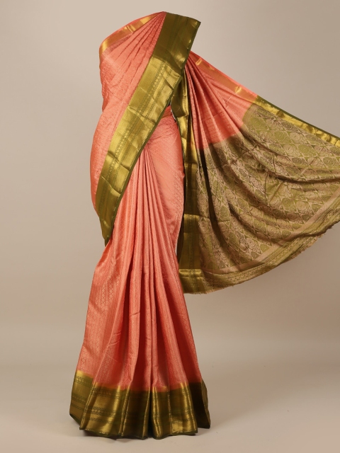 

Pothys Peach-Coloured Woven Design Jute Silk Saree
