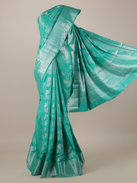 

Pothys Sea Green & Silver-Toned Jute Silk Woven Design Saree