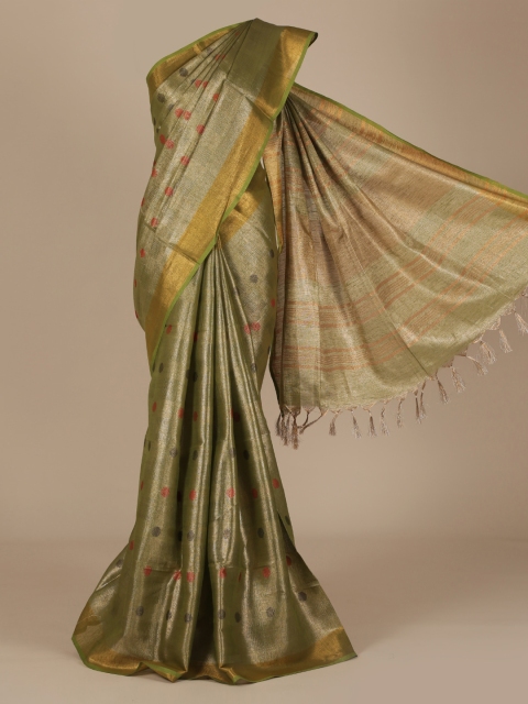 

Pothys Olive Green Woven Design Pure Linen Saree