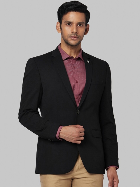 

Park Avenue Men Black Solid Single-Breasted Blazer