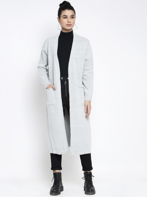 

Global Republic Women Off-White Solid Longline Front-Open Overcoat
