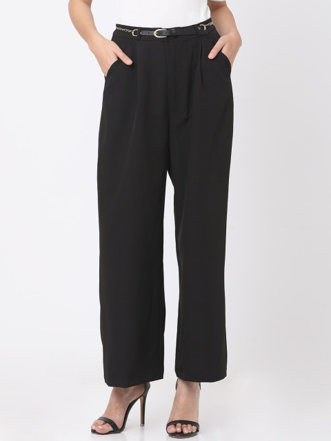 

Deal Jeans Women Black Straight Fit Solid Parallel Trousers