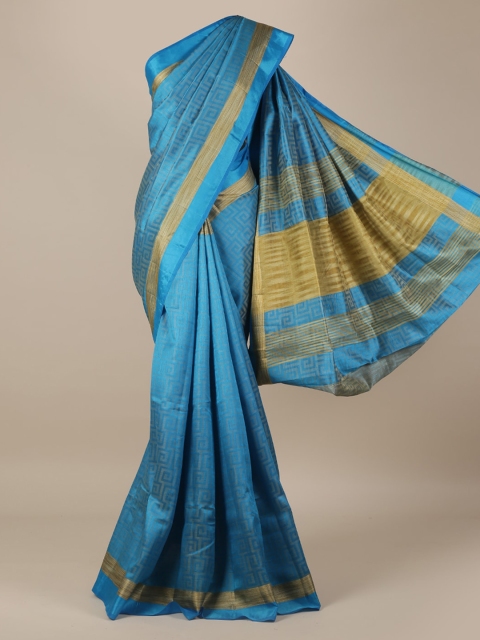 

Pothys Blue Woven Design Jute Silk Saree
