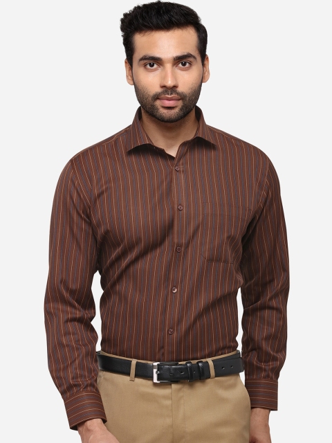 

Greenfibre Men Brown & Off-White Regular Fit Striped Formal Shirt