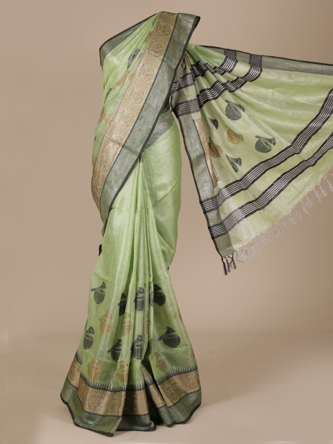 

Pothys Green Woven Design Pure Linen Saree