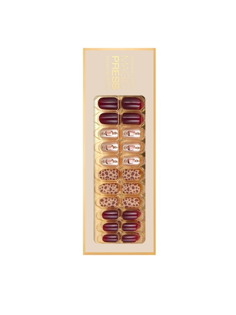 

Dashing Diva Maroon & Gold MAGICPRESS GOLD BROOCH Artificial Nails