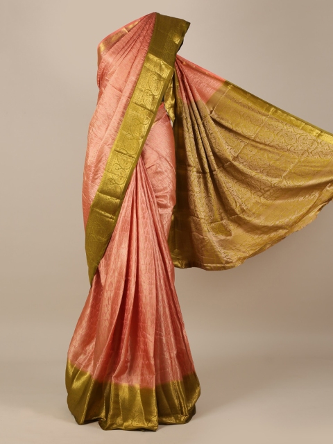 

Pothys Peach-Coloured Woven Design Jute Silk Saree