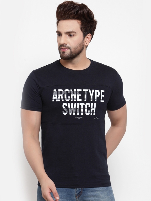 

Cantabil Men Navy Blue Printed Round Neck T-shirt