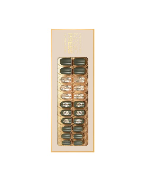 

Dashing Diva Olive Green MAGICPRESS DRY FLOWER Artificial Nails