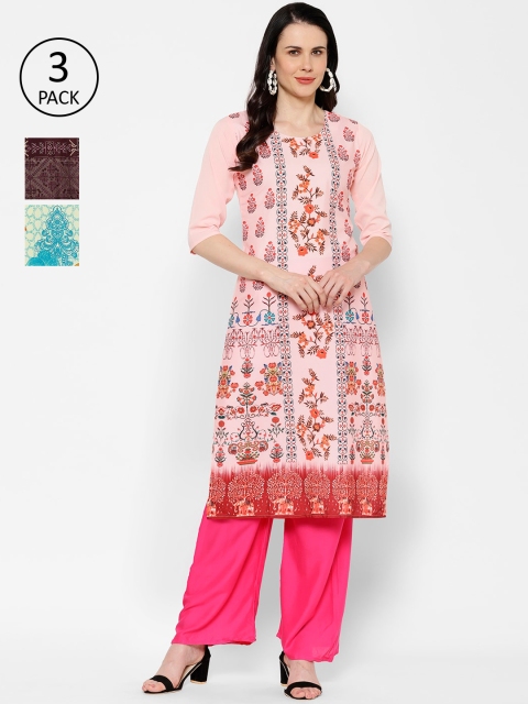 

7Threads Women Pack of 3 Printed A-Line Kurta, Multi