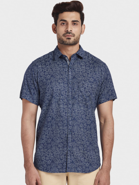 

ColorPlus Men Blue Tailored Fit Printed Casual Shirt