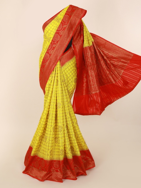 

Pothys Yellow Woven Design Cotton Blend Saree