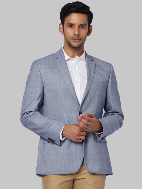 

Park Avenue Men Blue Checked Single-Breasted Formal Blazer