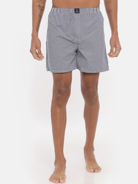 

IMYOUNG Men White & Black Checked Pure Cotton Boxers IMYBXRPK102A
