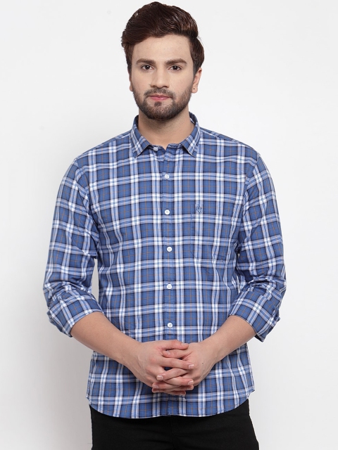 

Cantabil Men Blue & White Slim Fit Checked Casual Shirt