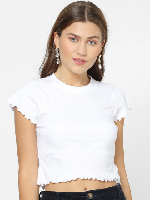 

FOREVER 21 Women White Solid Top