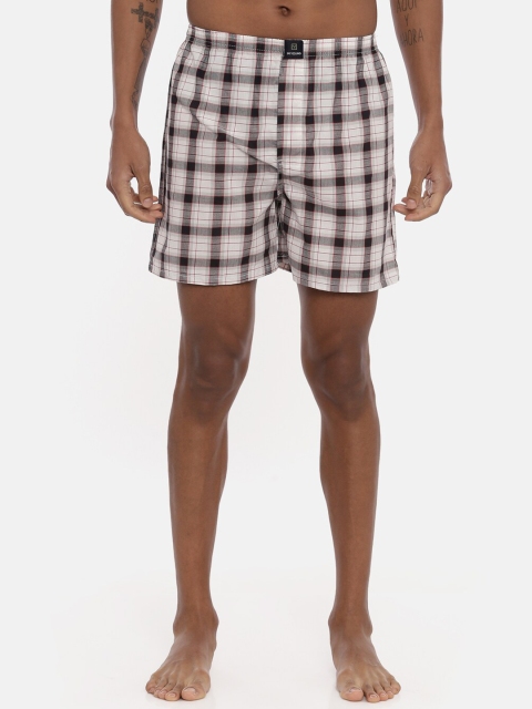 

IMYOUNG Men White & Grey Checked Pure Cotton Boxers IMYBXRPK122A
