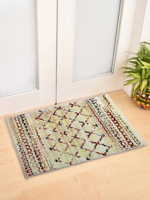 

SPACES Beige & Yellow Printed 2100 GSM Doormat