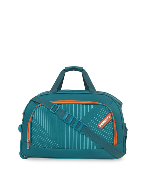 

Priority Unisex Teal Blue & Orange Printed Large Duffel Bag