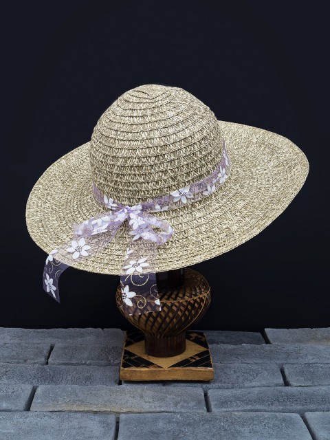 

Golden Peacock Women Khaki-Coloured Woven-Design Sun Straw Hat