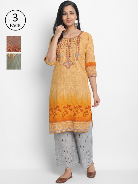 

7Threads Women Multicoloured Embroidered Straight Kurta, Multi