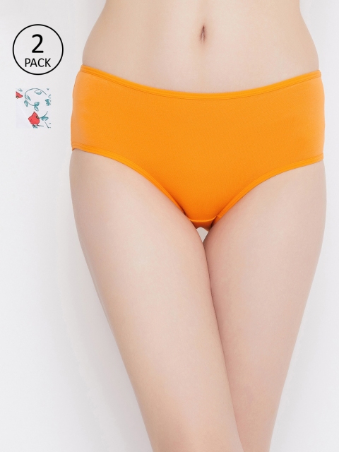

Clovia Women Pack of 2 Printed Hipster Briefs COMPNC922, Orange